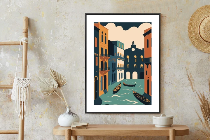 Plakat Canal Grande Z Gondolami W Wenecji Ilustracja