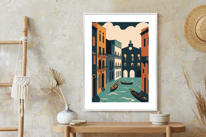 Plakat Canal Grande Z Gondolami W Wenecji Ilustracja