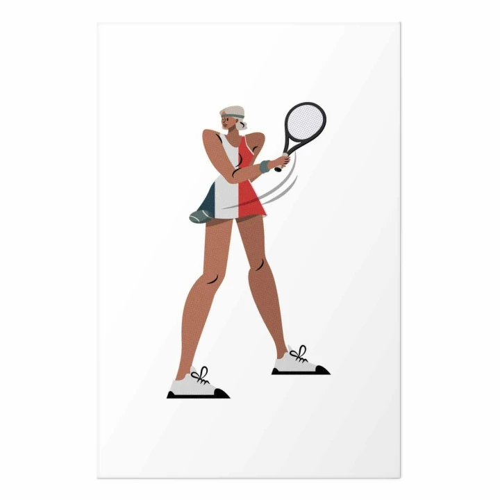 Plakat - Tenisistka z rakietą na białym tle - ilustracja