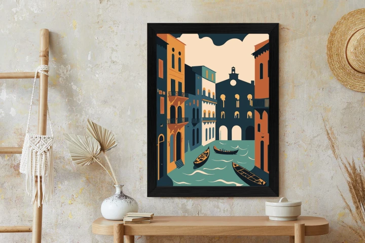 Plakat Canal Grande Z Gondolami W Wenecji Ilustracja