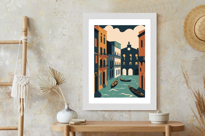 Plakat Canal Grande Z Gondolami W Wenecji Ilustracja