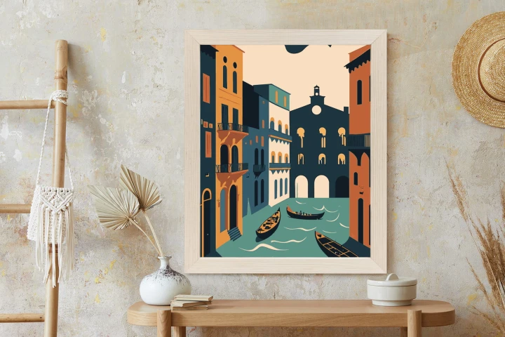 Plakat Canal Grande Z Gondolami W Wenecji Ilustracja