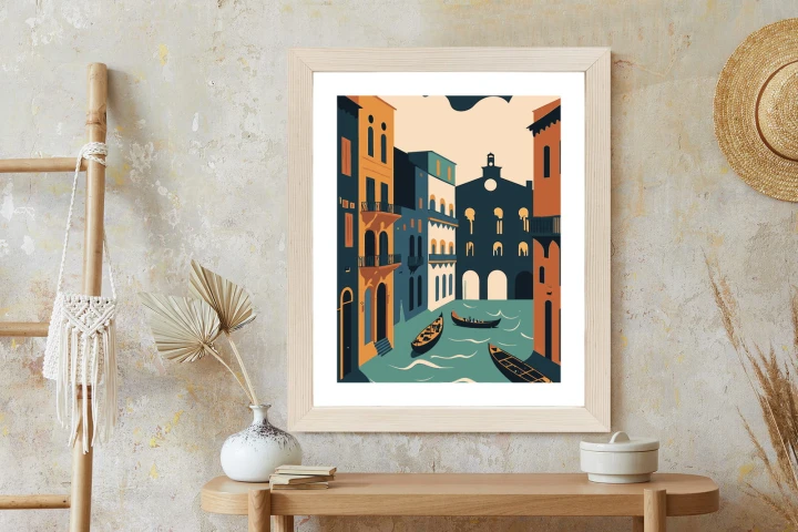 Plakat Canal Grande Z Gondolami W Wenecji Ilustracja