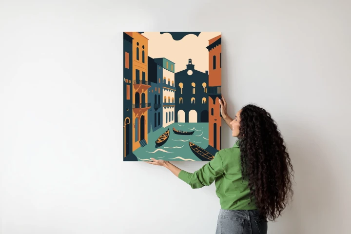 Plakat Canal Grande Z Gondolami W Wenecji Ilustracja