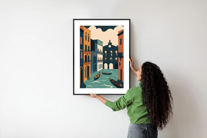 Plakat Canal Grande Z Gondolami W Wenecji Ilustracja