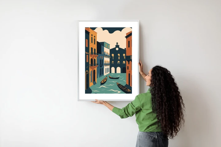 Plakat Canal Grande Z Gondolami W Wenecji Ilustracja