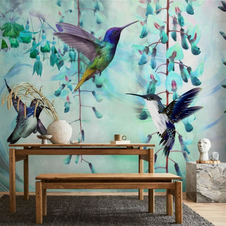 Fototapeta - Latające kolibry (zielony)