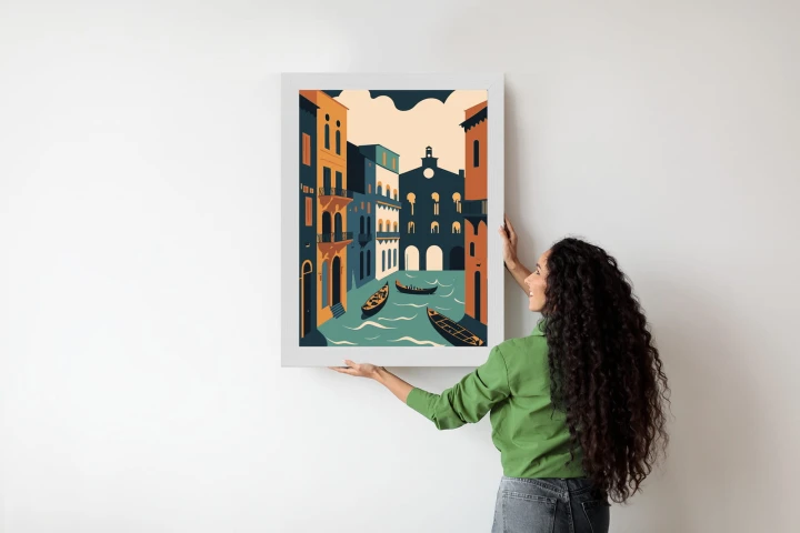 Plakat Canal Grande Z Gondolami W Wenecji Ilustracja