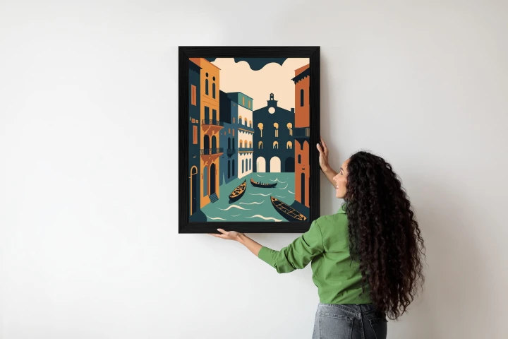 Plakat Canal Grande Z Gondolami W Wenecji Ilustracja