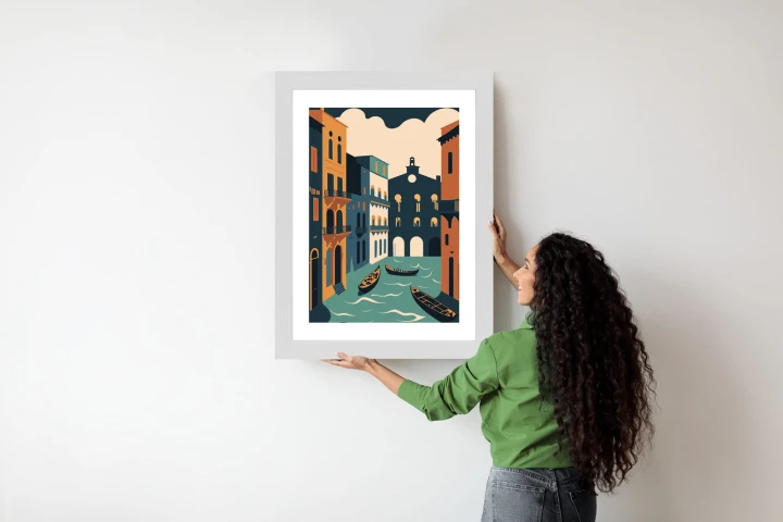 Plakat Canal Grande Z Gondolami W Wenecji Ilustracja