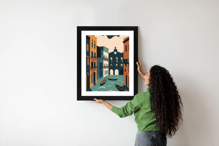 Plakat Canal Grande Z Gondolami W Wenecji Ilustracja