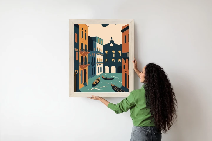 Plakat Canal Grande Z Gondolami W Wenecji Ilustracja