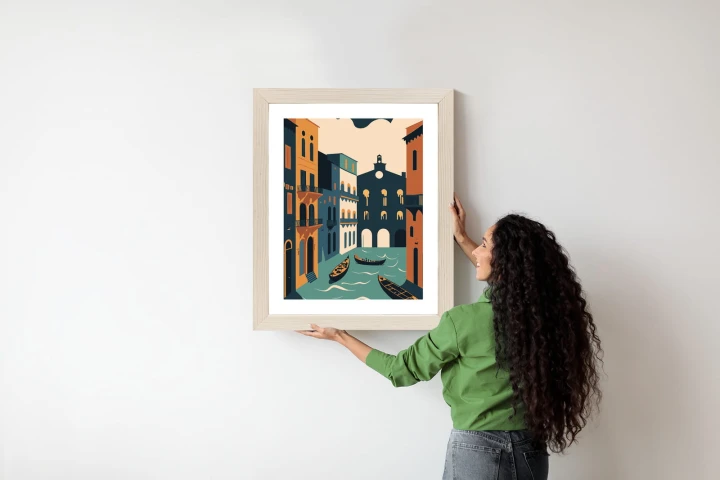 Plakat Canal Grande Z Gondolami W Wenecji Ilustracja