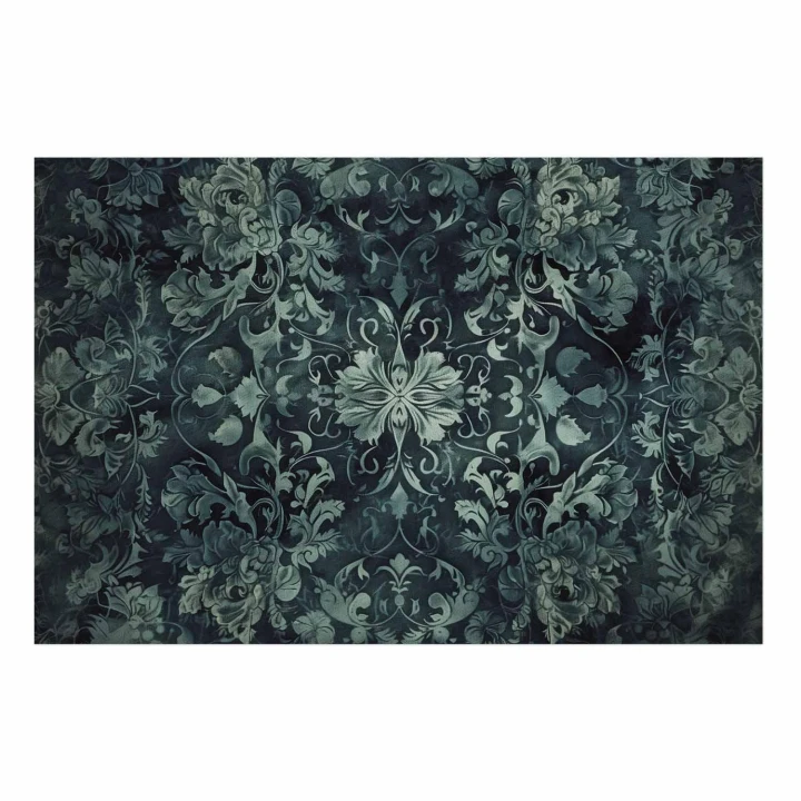 Plakat - Ornamenty dywanowe w szmaragdowych odcieniach