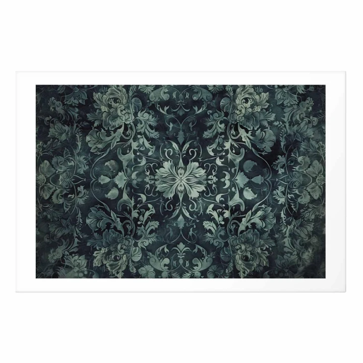 Plakat - Ornamenty dywanowe w szmaragdowych odcieniach