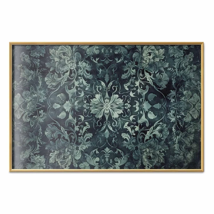 Plakat - Ornamenty dywanowe w szmaragdowych odcieniach