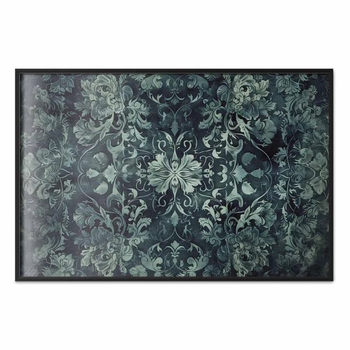 Plakat - Ornamenty dywanowe w szmaragdowych odcieniach