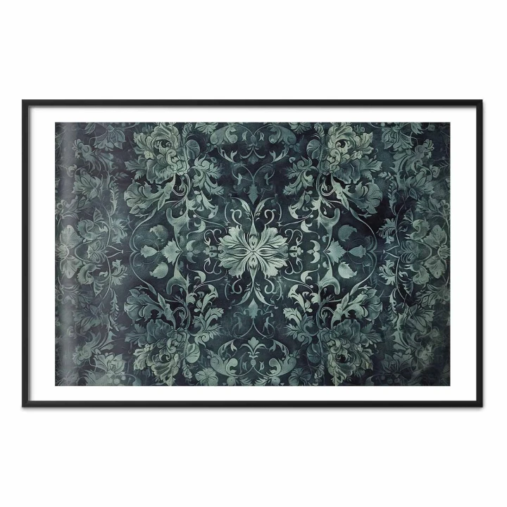 Plakat - Ornamenty dywanowe w szmaragdowych odcieniach
