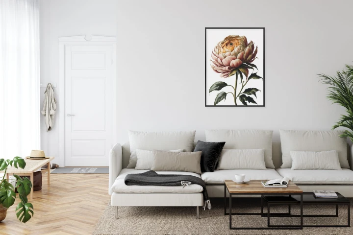 Plakat Piękna Piwonia Na Jasnym Tle
