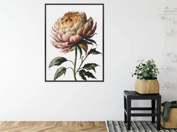 Plakat Piękna Piwonia Na Jasnym Tle