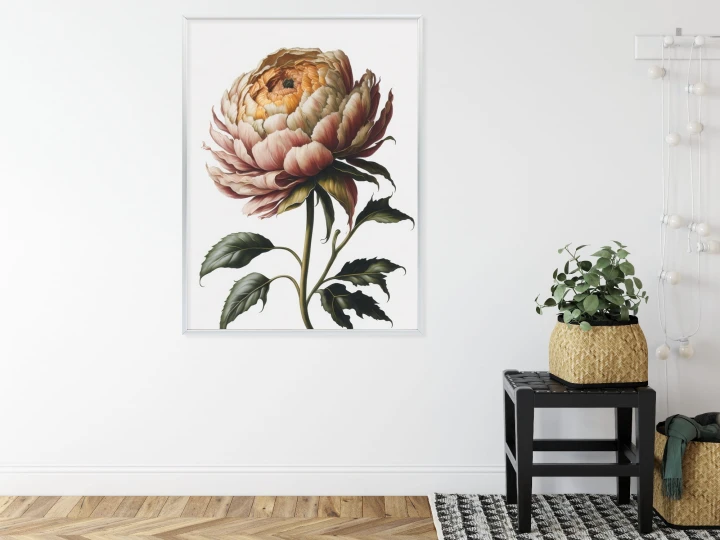 Plakat Piękna Piwonia Na Jasnym Tle