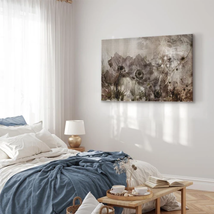 Obraz - Anemony w sepii (1-częściowy) szeroki