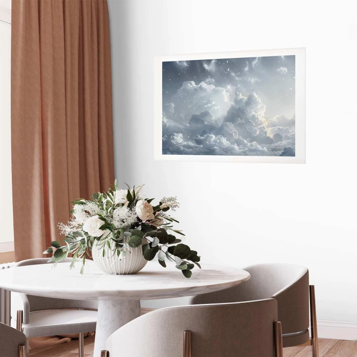 Plakat - Astralny spokój: Gwiazdy rozsypane nad delikatnymi chmurami
