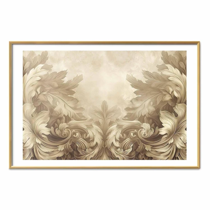 Plakat - Rzeźbione ornamenty w odcieniach sepii