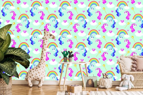 Tapeta Dla Dzieci – Magiczne Kolorowe Jednorożce