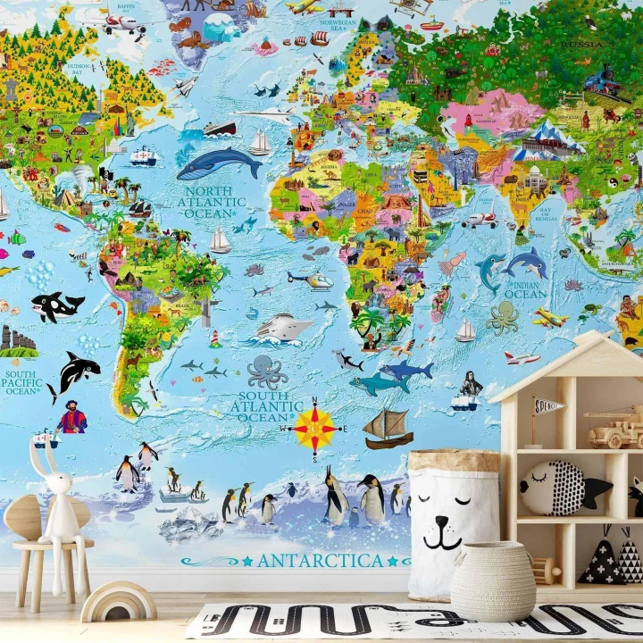 Fototapeta - Mapa świata dla dzieci