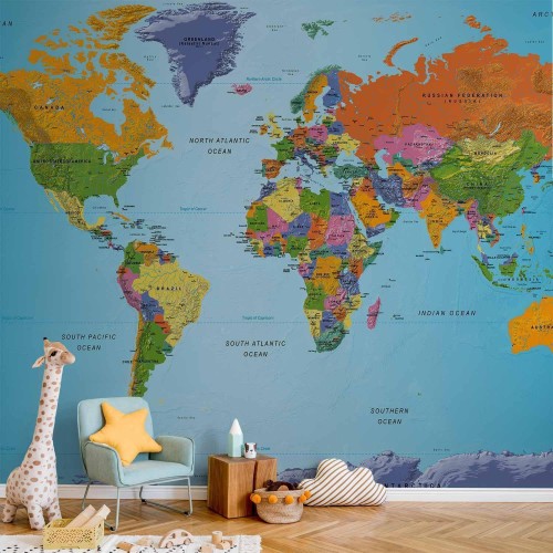Fototapeta - Mapa świata: Kolorowa geografia