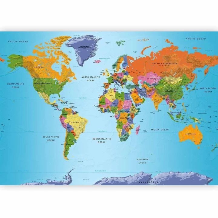 Fototapeta - Mapa świata: Kolorowa geografia