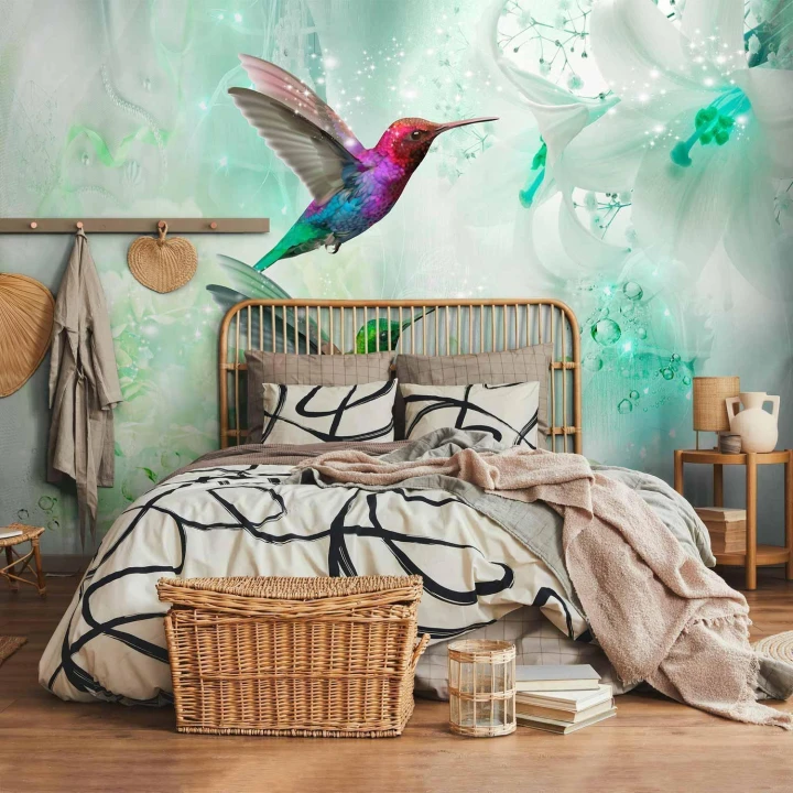 Fototapeta - Kolorowe kolibry (zielony)