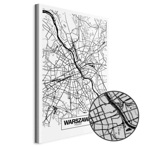 Obraz - Mapa miasta: Warszawa (1-częściowy) pionowy