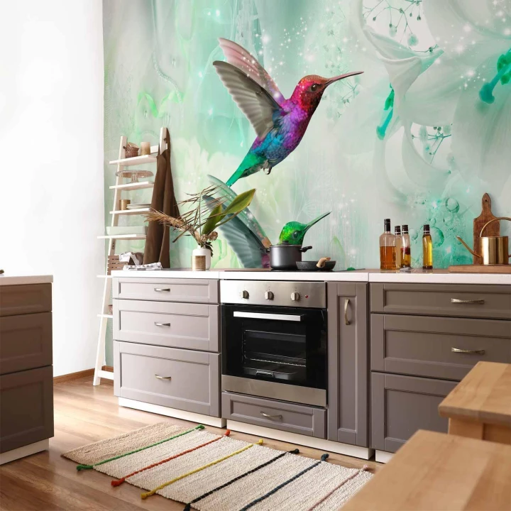 Fototapeta - Kolorowe kolibry (zielony)