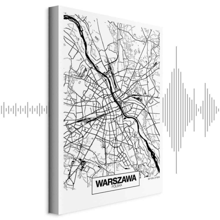 Obraz - Mapa miasta: Warszawa (1-częściowy) pionowy