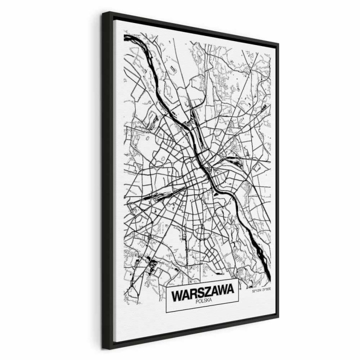 Obraz - Mapa miasta: Warszawa (1-częściowy) pionowy