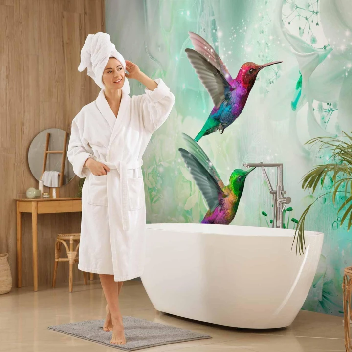 Fototapeta - Kolorowe kolibry (zielony)