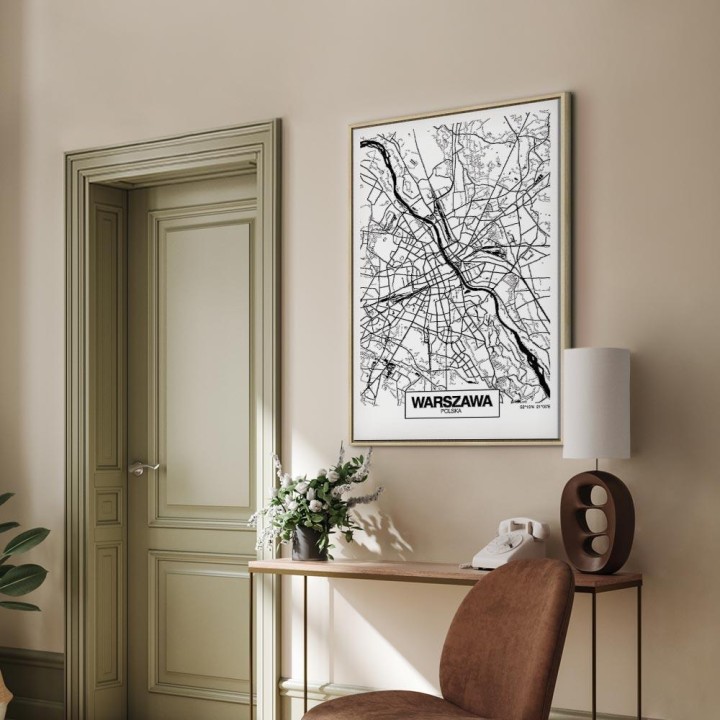 Obraz - Mapa miasta: Warszawa (1-częściowy) pionowy