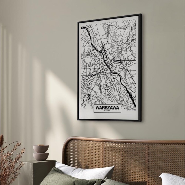 Obraz - Mapa miasta: Warszawa (1-częściowy) pionowy