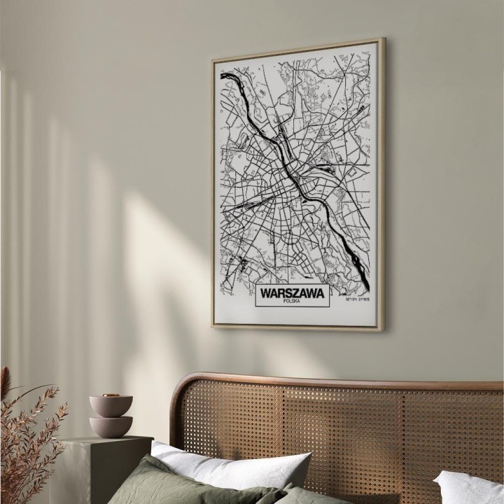 Obraz - Mapa miasta: Warszawa (1-częściowy) pionowy