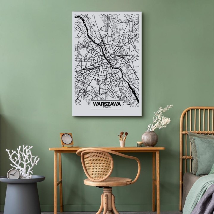 Obraz - Mapa miasta: Warszawa (1-częściowy) pionowy