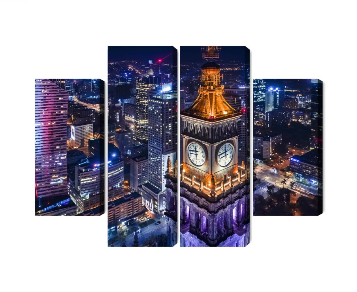Obraz Wieloczęściowy Warszawska Panorama Nocą