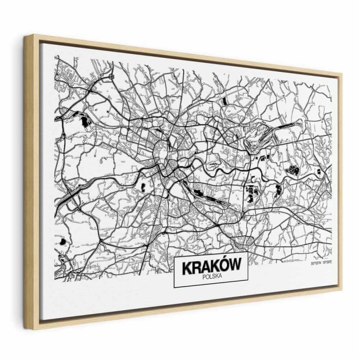 Obraz - Mapa miasta: Kraków (1-częściowy) szeroki