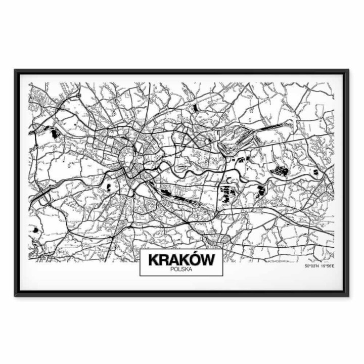 Obraz - Mapa miasta: Kraków (1-częściowy) szeroki