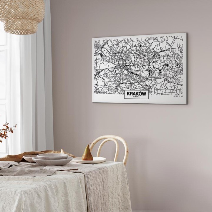 Obraz - Mapa miasta: Kraków (1-częściowy) szeroki