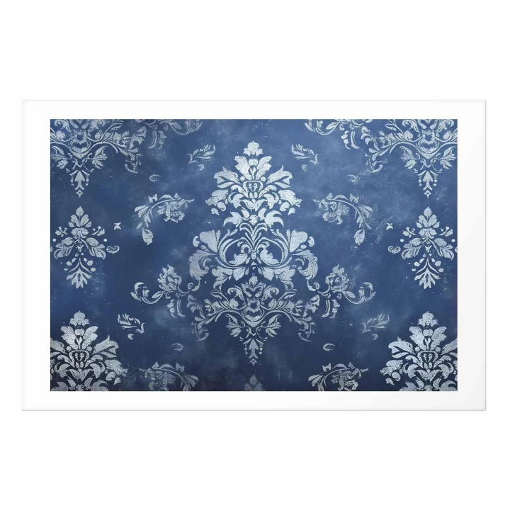 Plakat - Retro ornament w przetartych błękitach