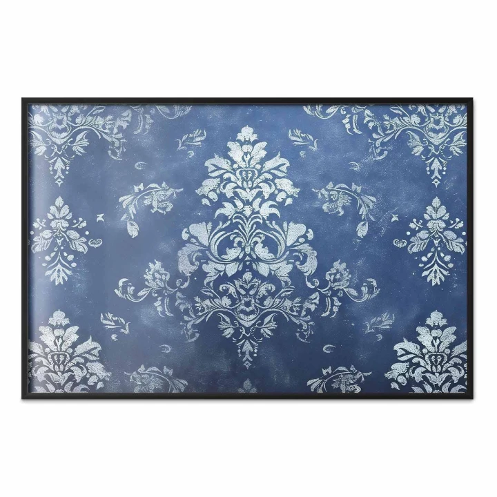 Plakat - Retro ornament w przetartych błękitach