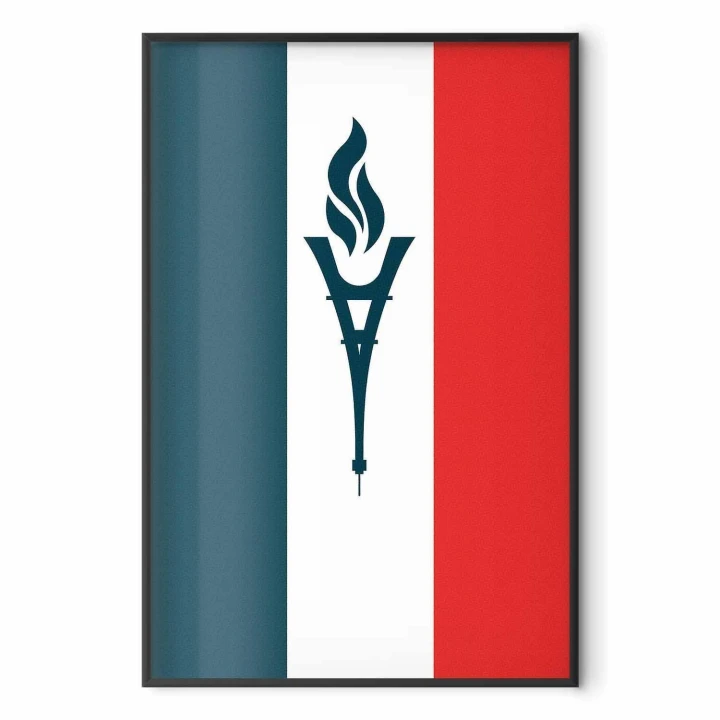 Plakat - Flaga Francji ze zniczem