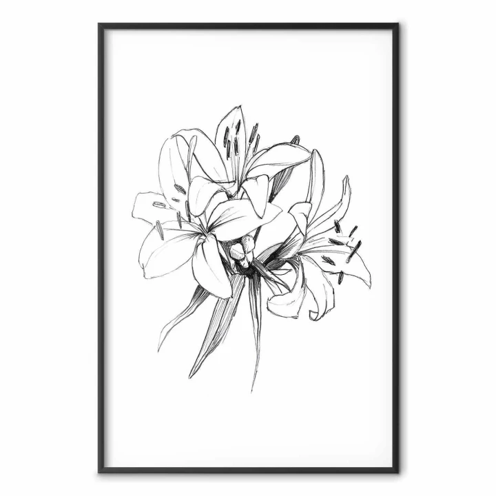 Plakat - Rysowane kwiaty